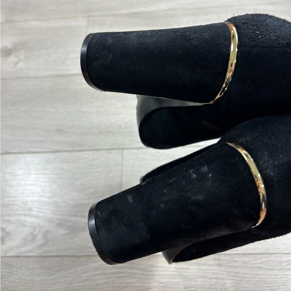 VC John Camuto Black True Suede Booties with Gold Trim - Picture 7 of 10